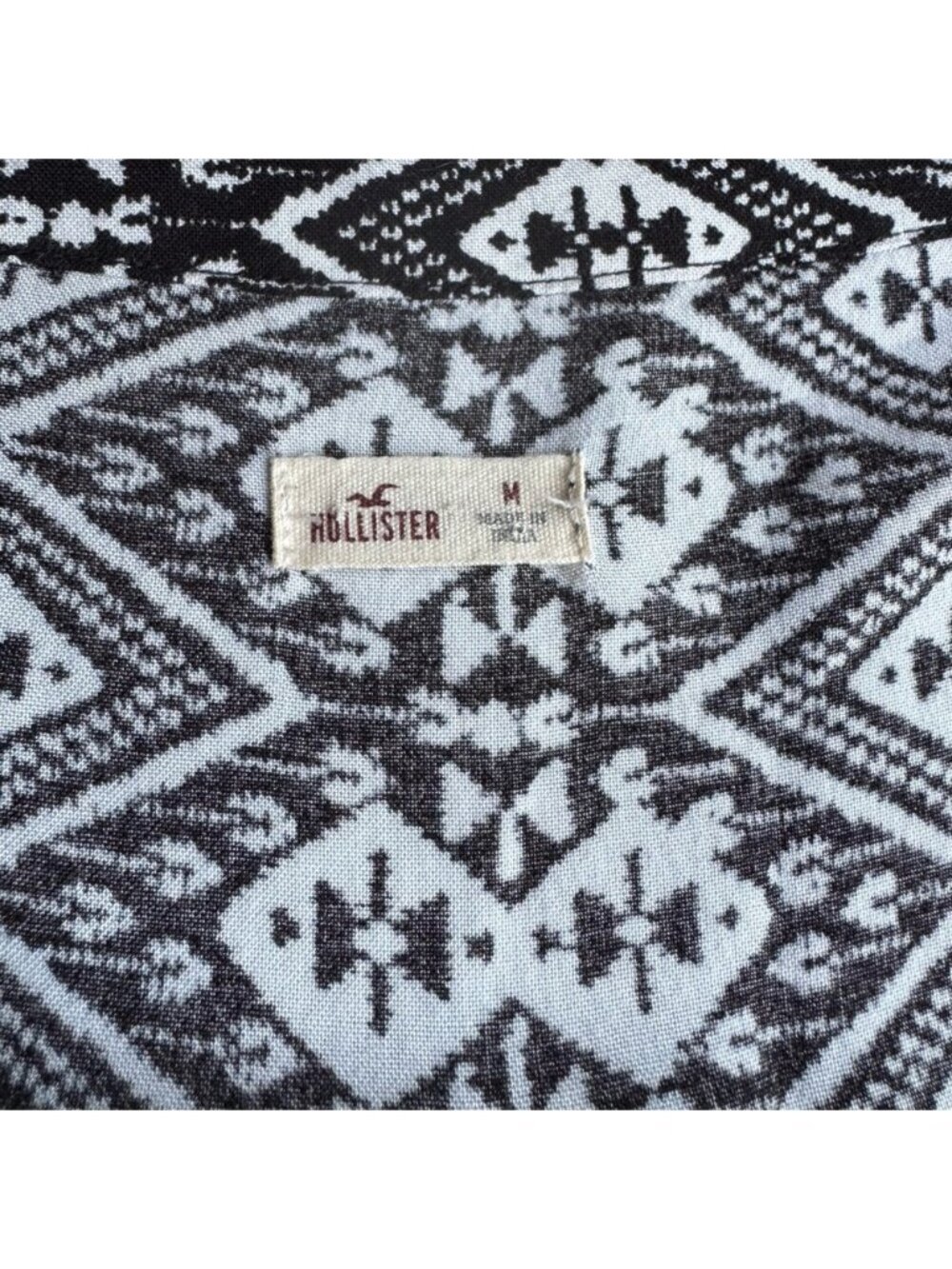 Hollister Redondo Kimono Blazer Sz M Black White Southwestern Print 3/4 Sleeve - Picture 4 of 9